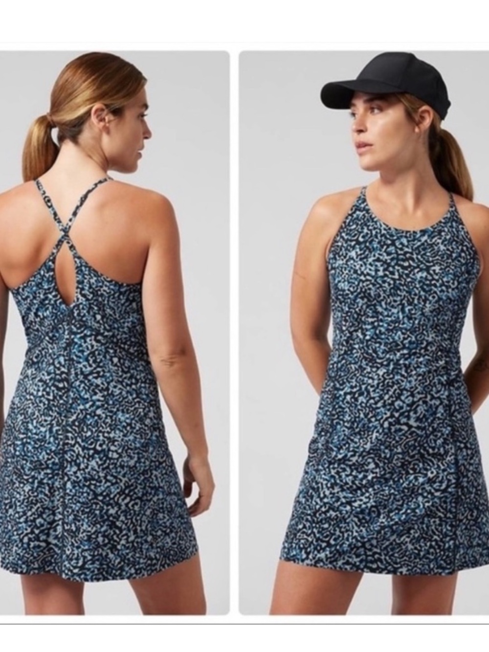 NWT Athleta Women's Infinity Racerback Dress - Blue Print sz S #EE